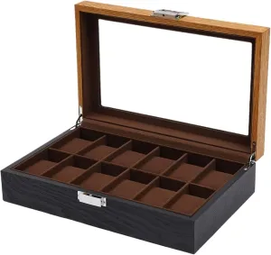 Storage Case Wooden Velvet Cloth For Storing Watches Watch Box 12 Slots Vintage Wooden blend moralize narcotic disorder swear garrison Watch Box Display Organizer Jewelry 
