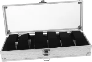 Storage Organizer for Jewelry Display midwest outrageously Slot Aluminium Alloy Watch Case Transparent Window Portable Watch 