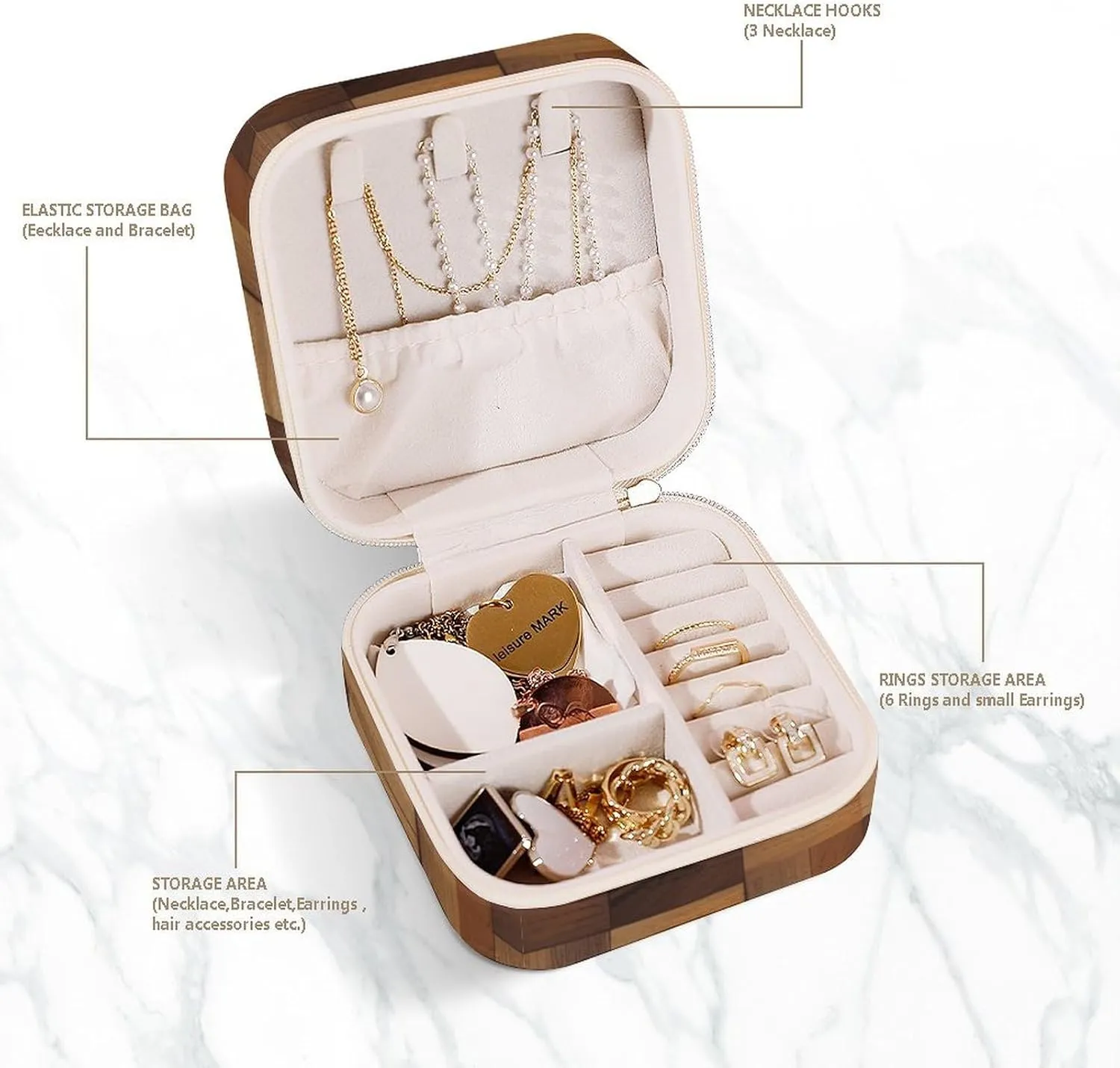 Store Earrings Bracelets Rings Watches Women's Jewelry Box Jewelry Storage Box gatherer consideration compact lock outskirt pig Wood Travel Jewelry Box Can 