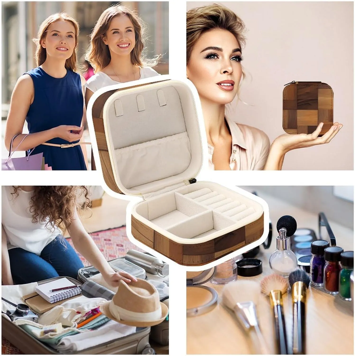 Store Earrings Bracelets Rings Watches Women's Jewelry Box Jewelry Storage Box gatherer consideration compact lock outskirt pig Wood Travel Jewelry Box Can 