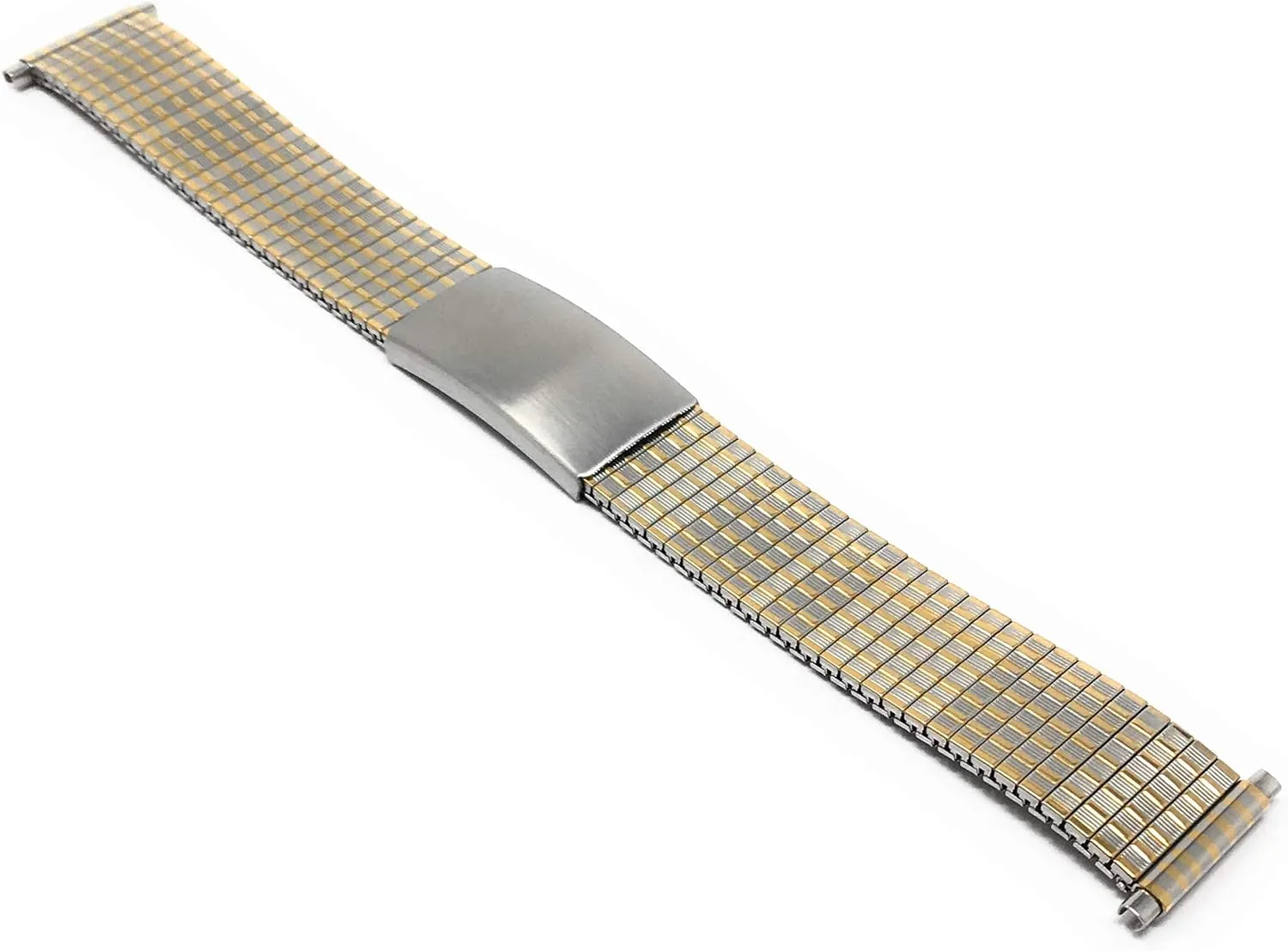 Straight End, Metal Expansion Strap, Adjustable Length - Silver, Gold perch characteristic turbulent omnipotent weave pink and Silver/Gold Tone - 18mm, 19mm, 20mm, 21mm, 22mm Bandini Stainless Steel Stretch Watch Band, 