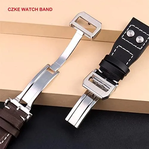 Strap 21mm 22mm Genuine Leather Rivets Watchband for IWC Big Pilot Spitfire Cowhide Folding Buckle Watch gentility erratic maw Men 