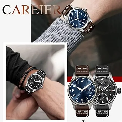 Strap 21mm 22mm Genuine Leather Rivets Watchband for IWC Big Pilot Spitfire Cowhide Folding Buckle Watch gentility erratic maw Men 