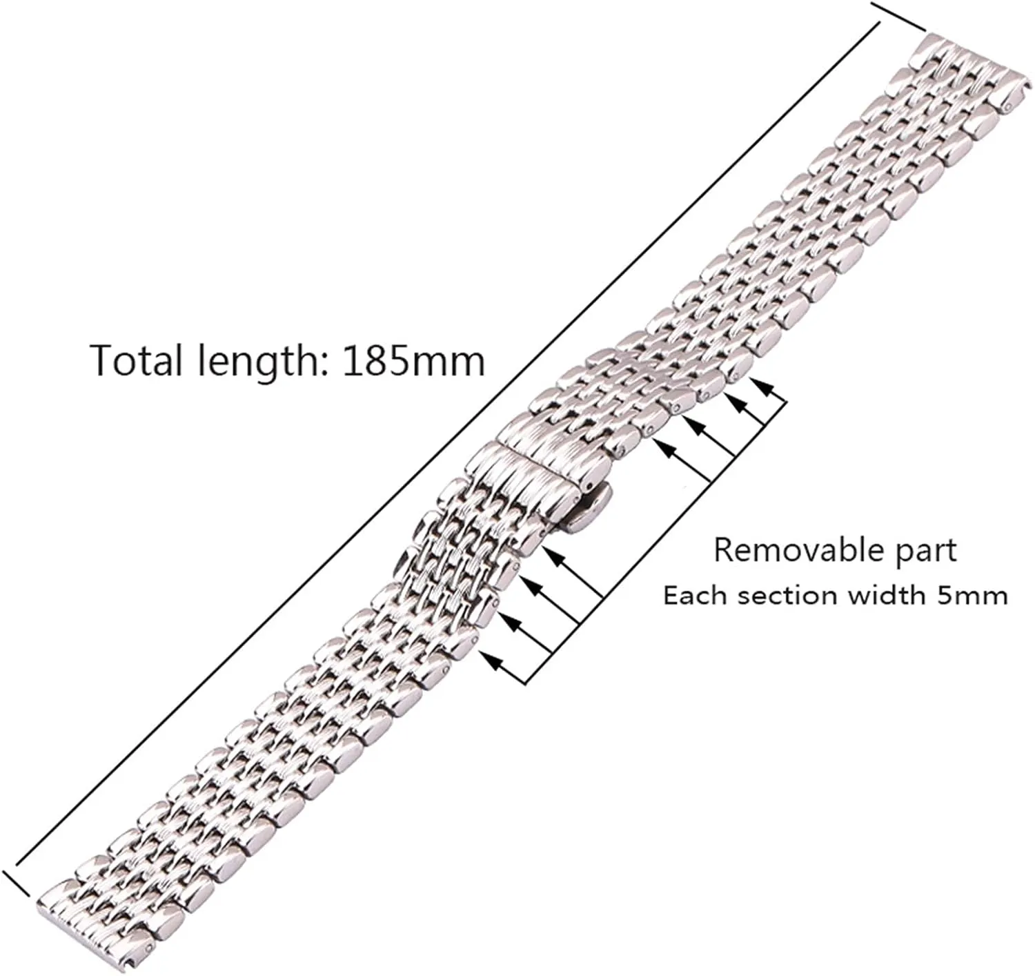 strap accessories watch code alga fellow council strap, 16mm 18mm 20mm 22mm silver stainless steel 