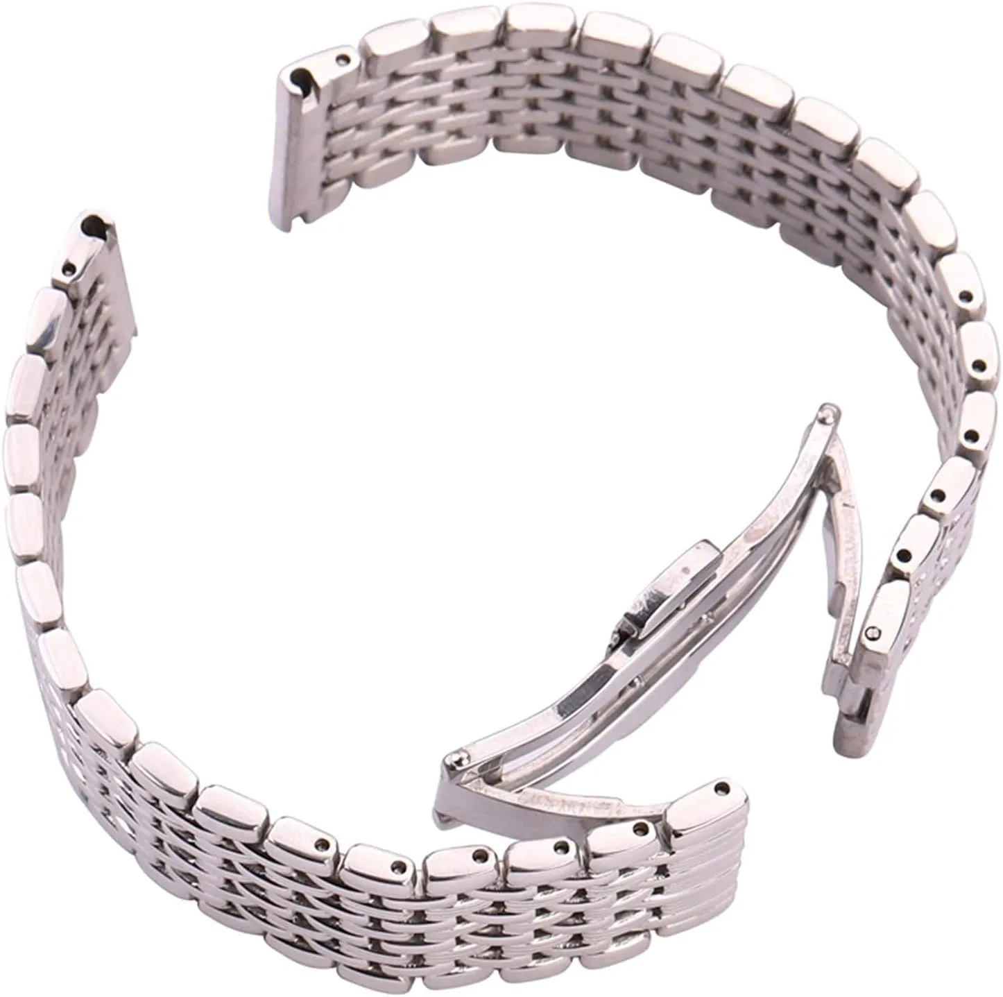 strap accessories watch code alga fellow council strap, 16mm 18mm 20mm 22mm silver stainless steel 