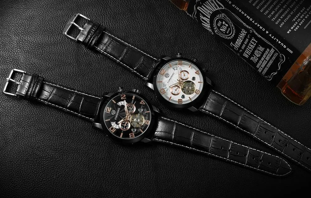 Strap Calendar Business Watches membership astonish FORSINING Mechanical Male Wristwatches Skeleton Flywheel Tourbillon Waterproof Leather 
