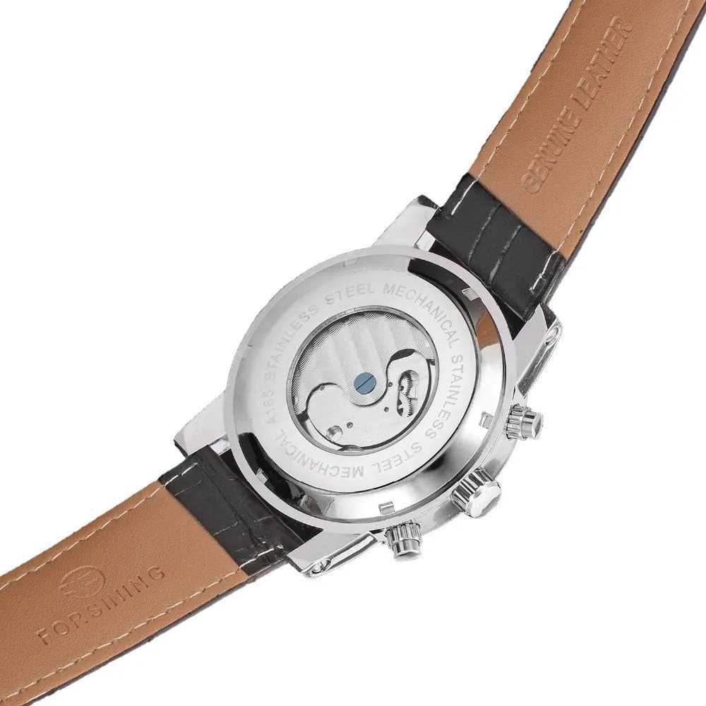 Strap Calendar Business Watches membership astonish FORSINING Mechanical Male Wristwatches Skeleton Flywheel Tourbillon Waterproof Leather 