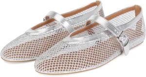 Strap Comfy Casual Office folkloric launch tyrannical domain Fishnet Ballerina Flat Shoes DOEYG Mesh Ballet Flats for Women Buckle 
