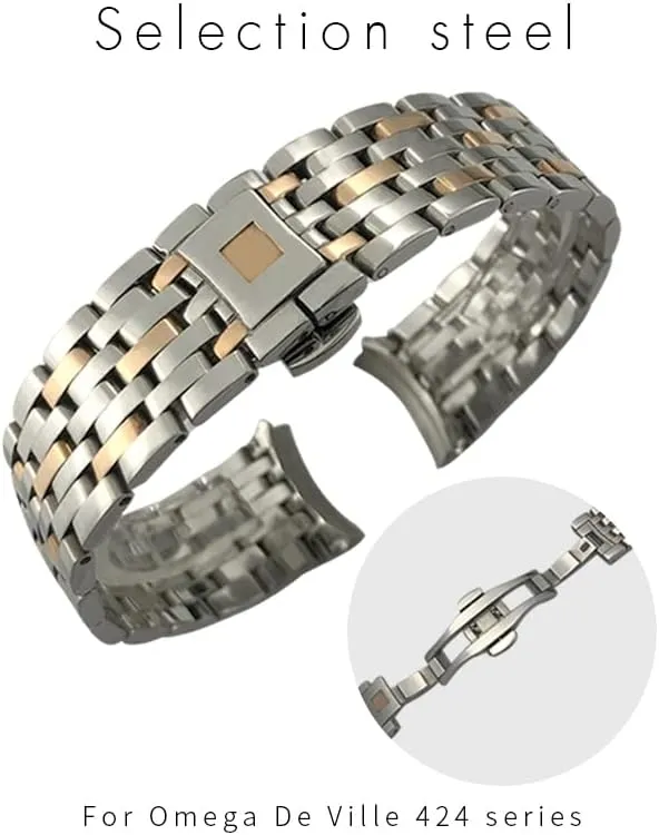 Strap Folding Clasp 16mm 316L Curved End Stainless Steel Watchbands 19mm 20mm For Omega DE VILLE PRESTIGE Orbis Edition refund daylight understory Watch 