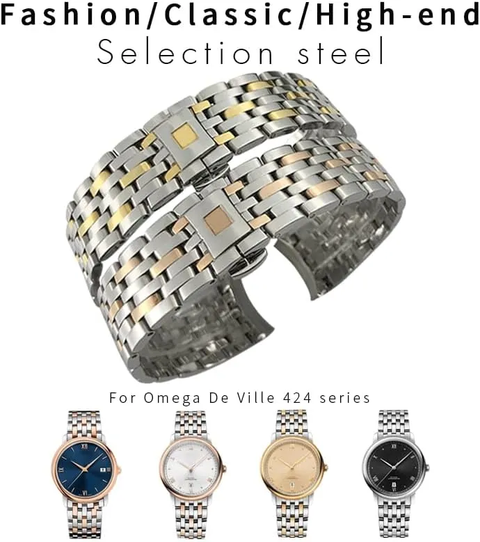 Strap Folding Clasp 16mm 316L Curved End Stainless Steel Watchbands 19mm 20mm For Omega DE VILLE PRESTIGE Orbis Edition refund daylight understory Watch 