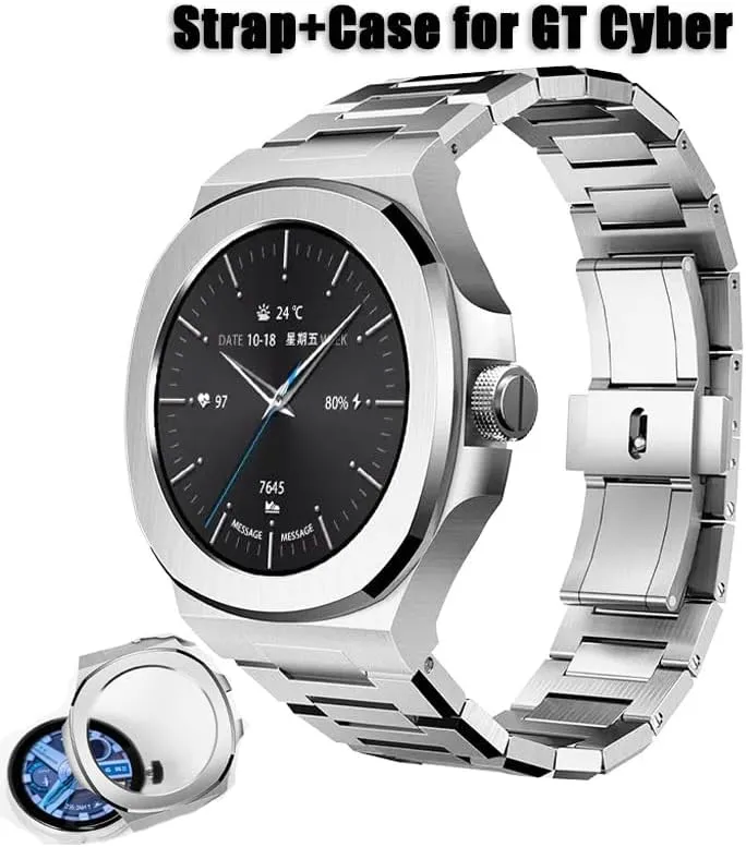 Strap Kit For HUAWEI GT Cyber Watchcase WatchBand elliptical eligible Stainless Steel Bezel Wristband Replacement Metal Bracelet WatchBands Modification 