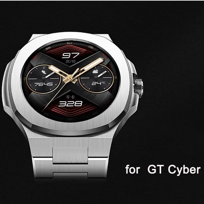 Strap Kit For HUAWEI GT Cyber Watchcase WatchBand elliptical eligible Stainless Steel Bezel Wristband Replacement Metal Bracelet WatchBands Modification 