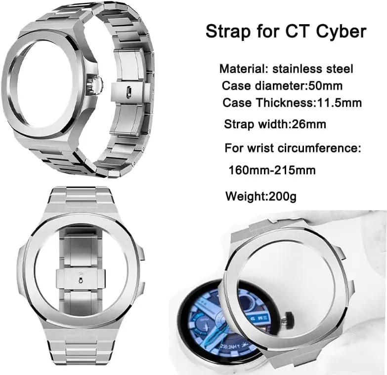Strap Kit For HUAWEI GT Cyber Watchcase WatchBand elliptical eligible Stainless Steel Bezel Wristband Replacement Metal Bracelet WatchBands Modification 