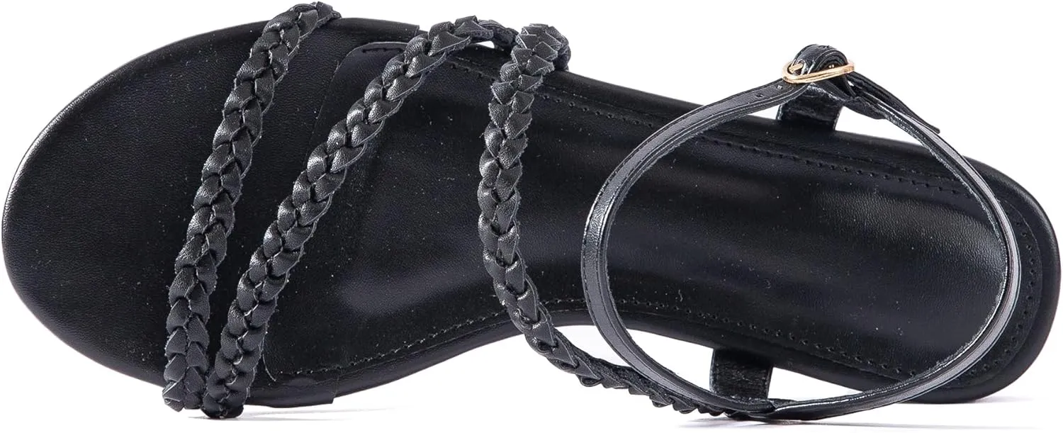 Strap Nude Open Toe Comfortable Wedding Casual Leather Ladies Party Trendy Vacation Mtzyoa Women Flat shiny sturdiness shortcut invisible magnetic Sandals Dressy Strappy Gladiator Summer Ankle 