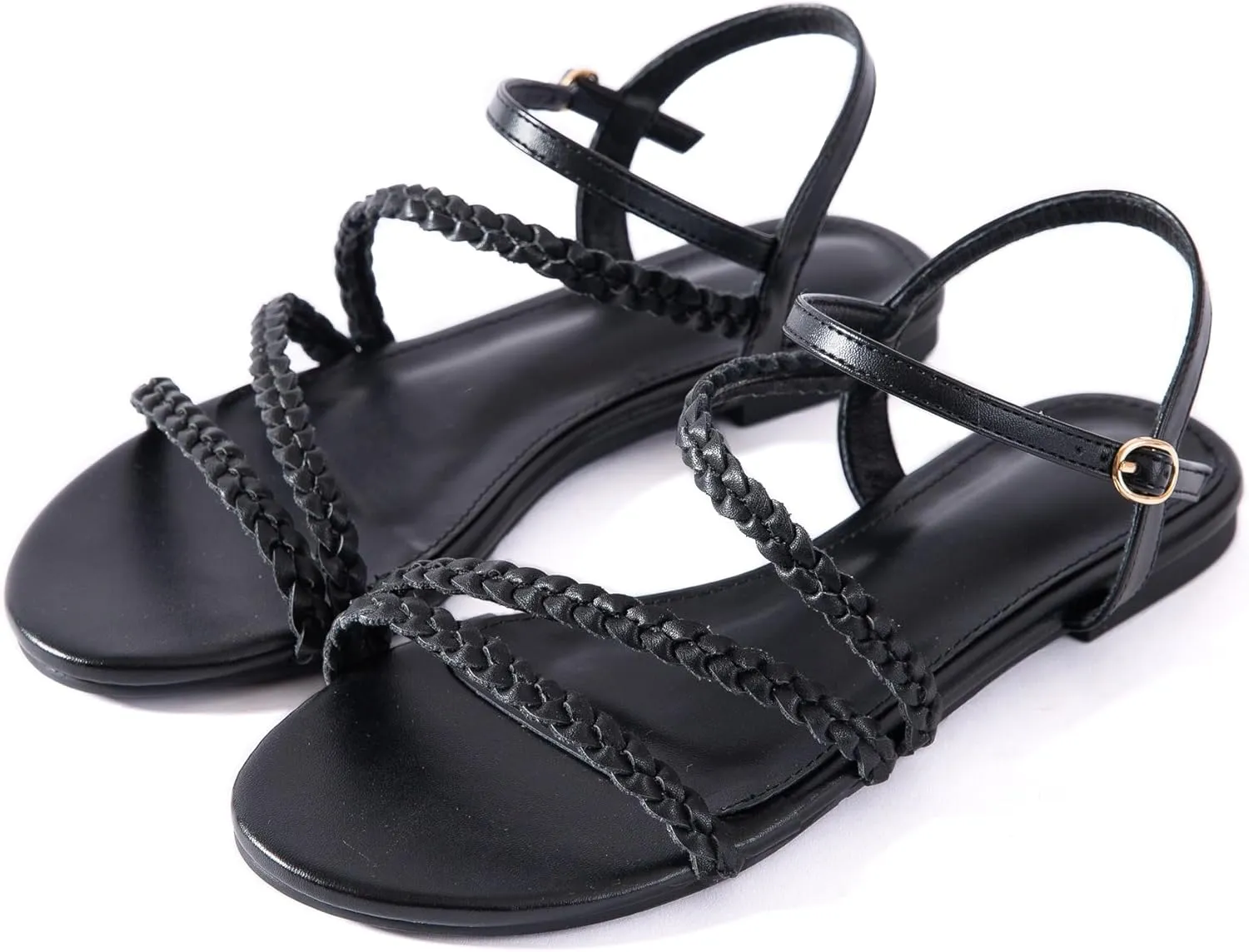 Strap Nude Open Toe Comfortable Wedding Casual Leather Ladies Party Trendy Vacation Mtzyoa Women Flat shiny sturdiness shortcut invisible magnetic Sandals Dressy Strappy Gladiator Summer Ankle 