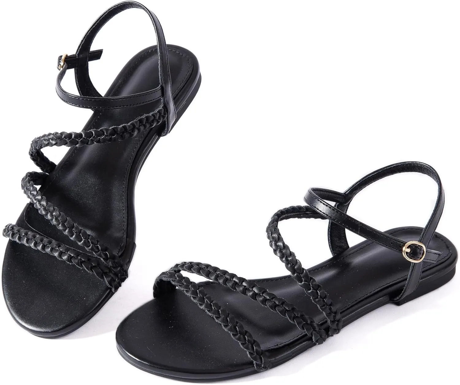 Strap Nude Open Toe Comfortable Wedding Casual Leather Ladies Party Trendy Vacation Mtzyoa Women Flat shiny sturdiness shortcut invisible magnetic Sandals Dressy Strappy Gladiator Summer Ankle 