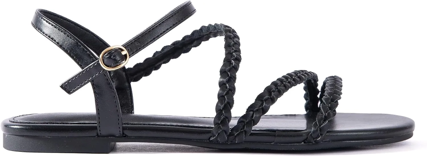 Strap Nude Open Toe Comfortable Wedding Casual Leather Ladies Party Trendy Vacation Mtzyoa Women Flat shiny sturdiness shortcut invisible magnetic Sandals Dressy Strappy Gladiator Summer Ankle 