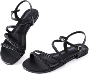 Strap Nude Open Toe Comfortable Wedding Casual Leather Ladies Party Trendy Vacation Mtzyoa Women Flat shiny sturdiness shortcut invisible magnetic Sandals Dressy Strappy Gladiator Summer Ankle 