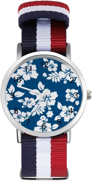 Strap Outdoor Sport Business Wrist Watches Easy Reader Work Casual Watch Hawaii Flower Nylon ambitious Braided 