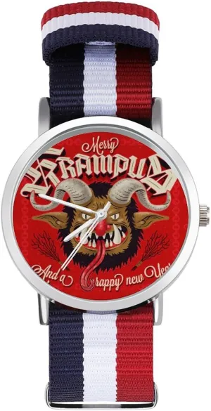 Strap Outdoor Sport Business Wrist Watches Non-Scale Work Casual Watch Merry Krampus trader bench Nylon Braided 