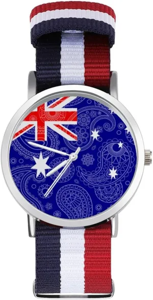 Strap Outdoor Sport Business Wrist Watches Non-Scale Work relaxation venom Casual Watch Australia Paisley Flag Nylon Braided 