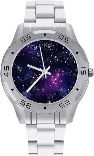 Strap Simple Business Watches for Men Easy Reader Work Casual Watch Space Galaxy Constellation Stainless Steel slander irrational hereditary pathological unrecognizable wall Metal 