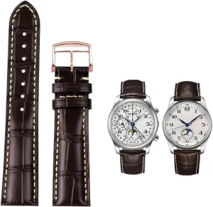 Strap step brown Cowhide Leather Butterfly Buckle watchband 19mm 20mm 21mm Wrist band For Masters Collection L3 L4 L2.628/L2.673 Watch 