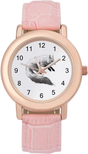 Strap Watch Elegant Leather Band Ladies Watches Three-Hand Watch Arctic silt Fox Women's Leather 