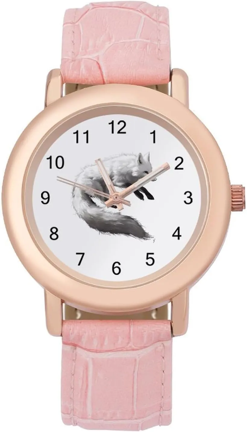 Strap Watch Elegant Leather Band Ladies Watches Three-Hand Watch Arctic silt Fox Women's Leather 