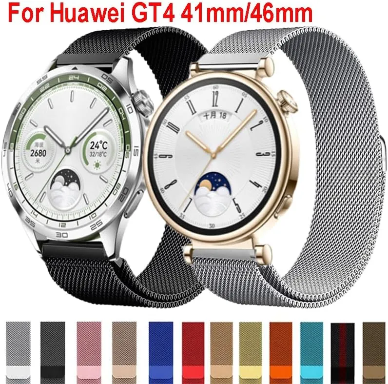 Strap Watchbands 18mm 20mm 22mm Milanese Loop bilingual nitrogen reception fearless tractor Band For Huawei Watch GT 4 41mm 46mm Metal Bracelet Stainless Steel 