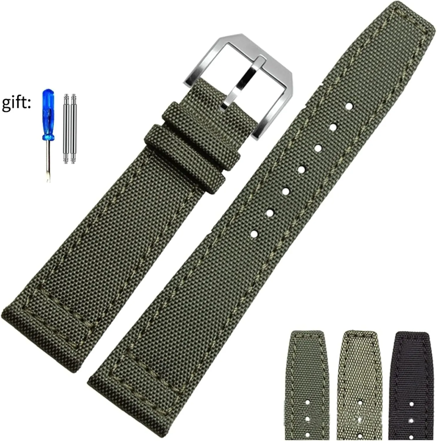 Strap,20/21/22mm corona endpoint Men Military Sports Nylon Canvas Watchband Polished Pin Clasp Watch Bracelet Wristband Universal 