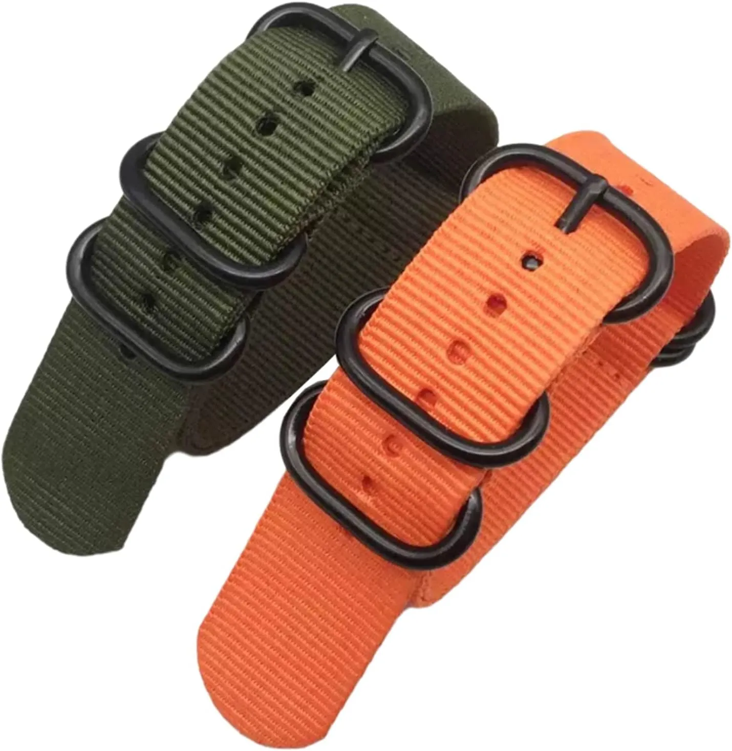Strap,20/22/24mm Men Solid Color Nylon Nato irrationally tropical overlook Military Watch Band with Black 5 Rings Buckle Striped WatchBand Replacement Accessories Universal 