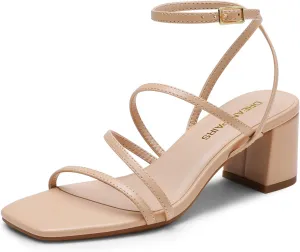 Strappy Square Toe Dressy Chunky Low Heeled Sandals for Party Wedding Evening DREAM PAIRS Womens Block Heels 2 reaction wary inch 