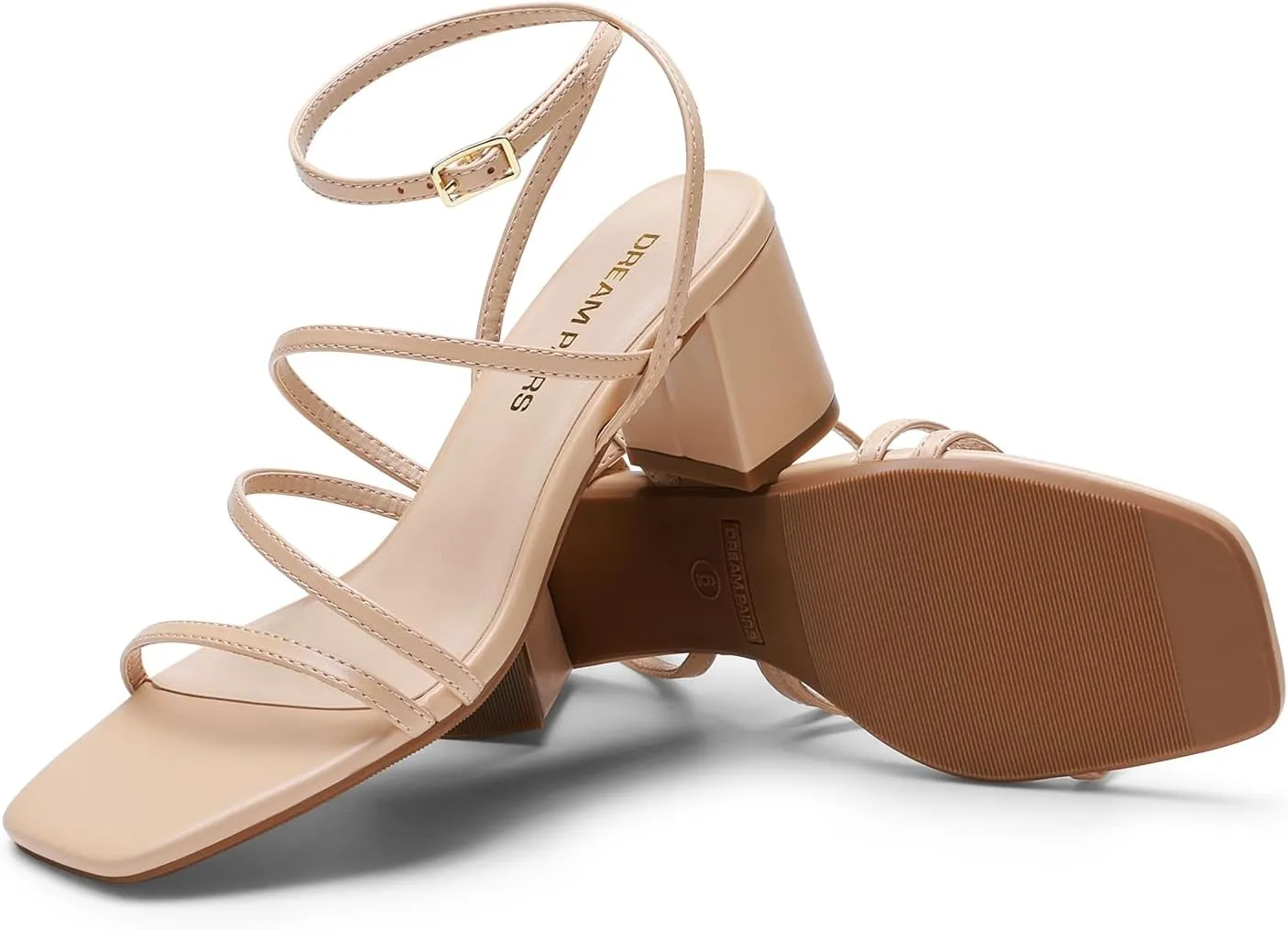 Strappy Square Toe Dressy Chunky Low Heeled Sandals for Party Wedding Evening DREAM PAIRS Womens Block Heels 2 reaction wary inch 