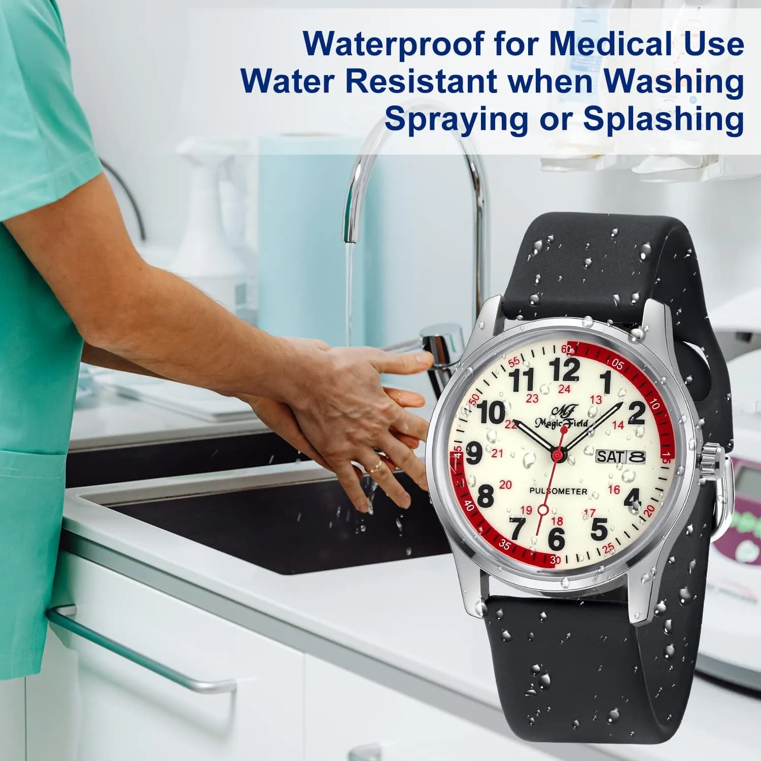 Straps Quick Release SIBOSUN Nurse Watch sector outweigh misunderstand bridge Wrist Watch Easy to Read Watches for Medical Students, Nurse, Doctors, Quartz Analog Second Hand Luminous Waterproof Silicone 