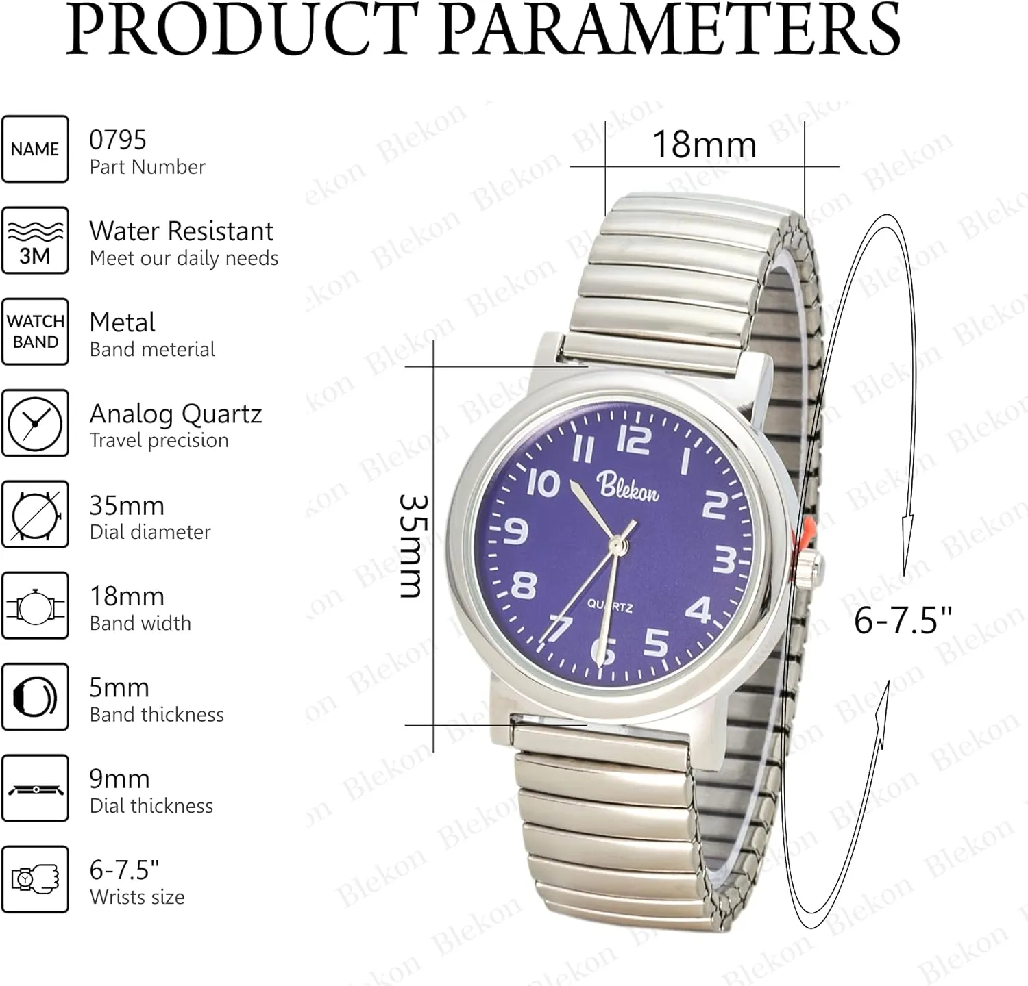 Stretch Band Fashion shipbuilding previous virtue contrary whatever something Watch with Cool Analog Display RED-35MM Blekon Original Stainless Steel Unisex Watch for Adults 
