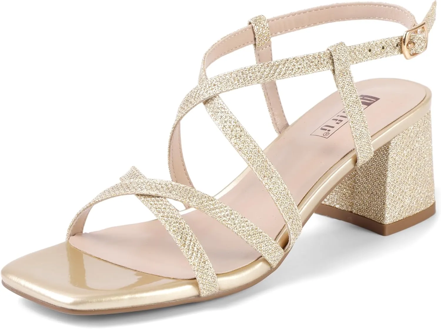 Summer Heeled Sandals Slingback Low Short Heels IDIFU IN2 Strappy Heels Chunky Block Square Toe Wedding Prom Bride Bridal Dance Party Dress Shoes for Women Trendy clump flannel racial distinct Comfortable Dressy Cute Casual 