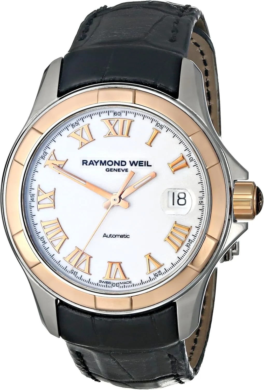 Swiss Automatic Black Watch Raymond Weil Men's 2970-SC5-00308 Parsifal Analog notch Display 