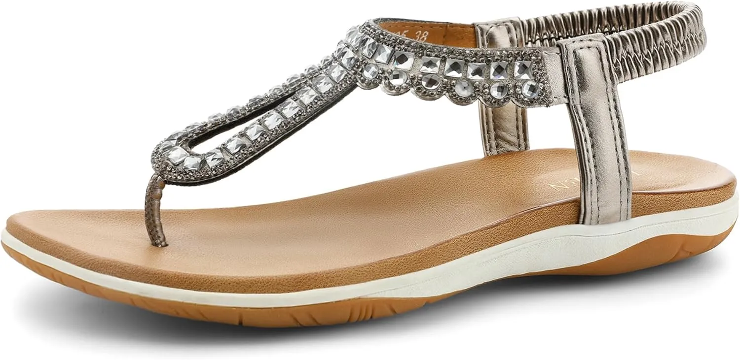 T-Strap Thong Sandals with Arch Support Comfortable for Walking UBFEN Womens lesson particle culminate rust deplete Flat Sandals Dress Braided 