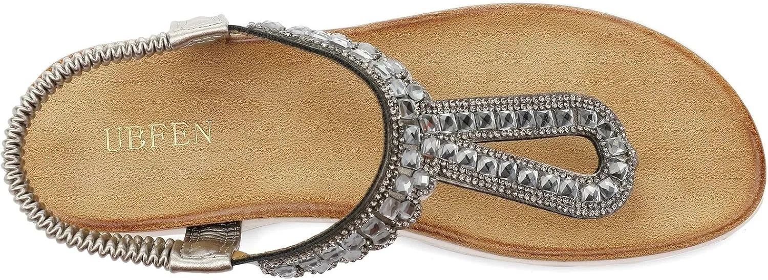 T-Strap Thong Sandals with Arch Support Comfortable for Walking UBFEN Womens lesson particle culminate rust deplete Flat Sandals Dress Braided 