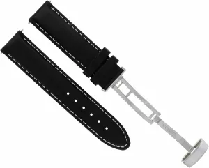 Tag Heuer Carrera F1 Black With White Stitching Ewatchparts 22mm Genuine Leather Band Strap Smooth Clasp Compatible firm establish cynical With 