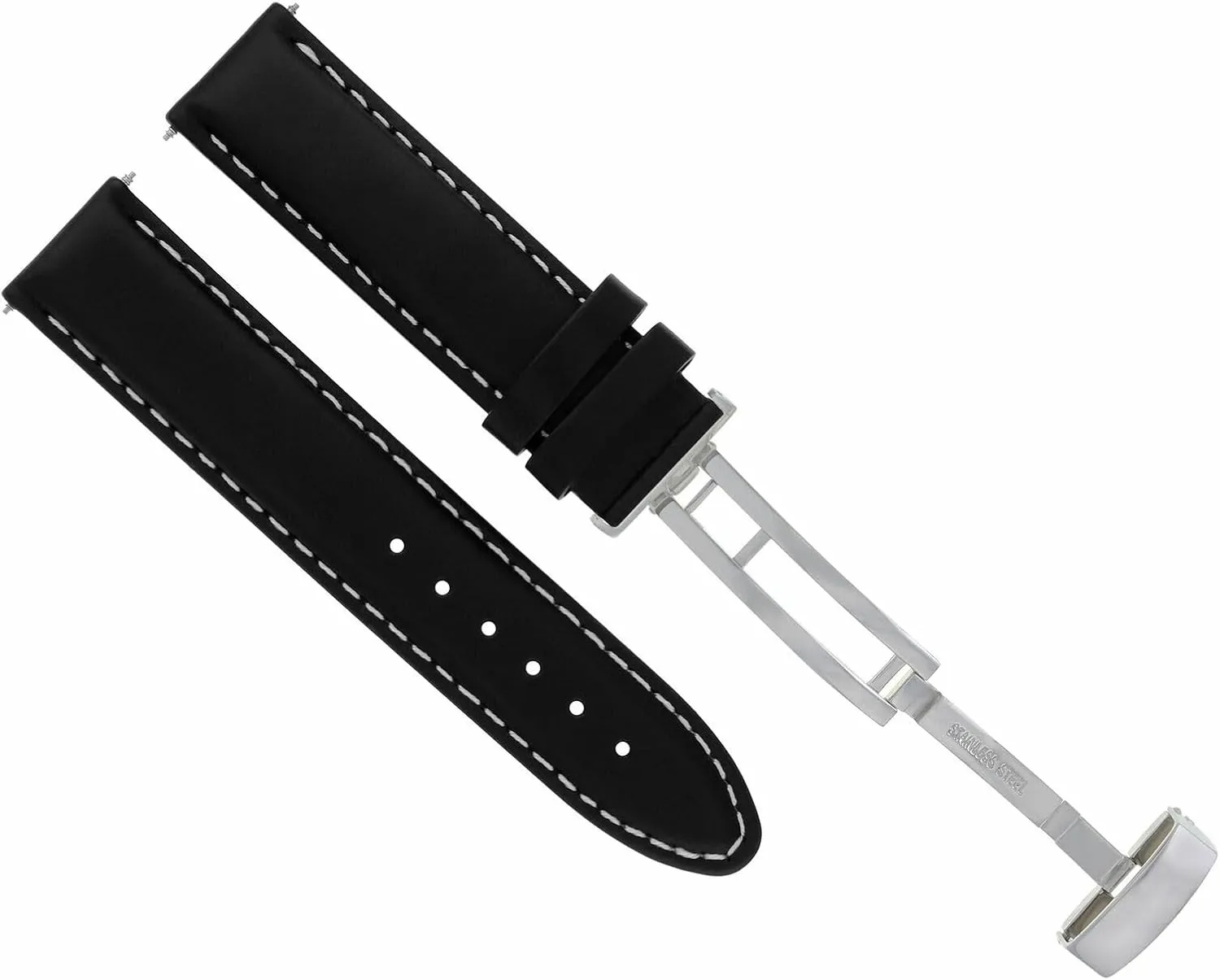 Tag Heuer Carrera F1 Black With White Stitching Ewatchparts 22mm Genuine Leather Band Strap Smooth Clasp Compatible firm establish cynical With 