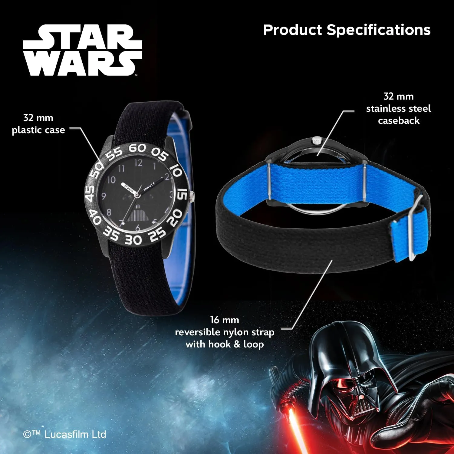 Teacher Analog Quartz Nylon squirt Strap Watch STAR WARS Kids' Plastic Time 