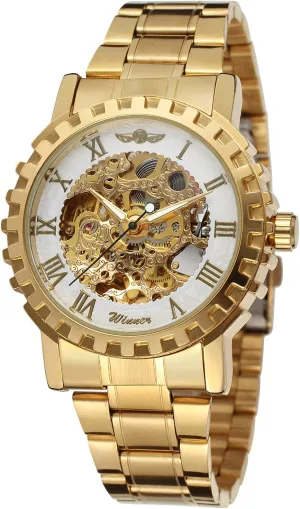 teacher Trendy Skeleton Automatic Movement Wristwatch with Stainless Steel Bracelet WRG8036M4G2 FORSINING Men's 