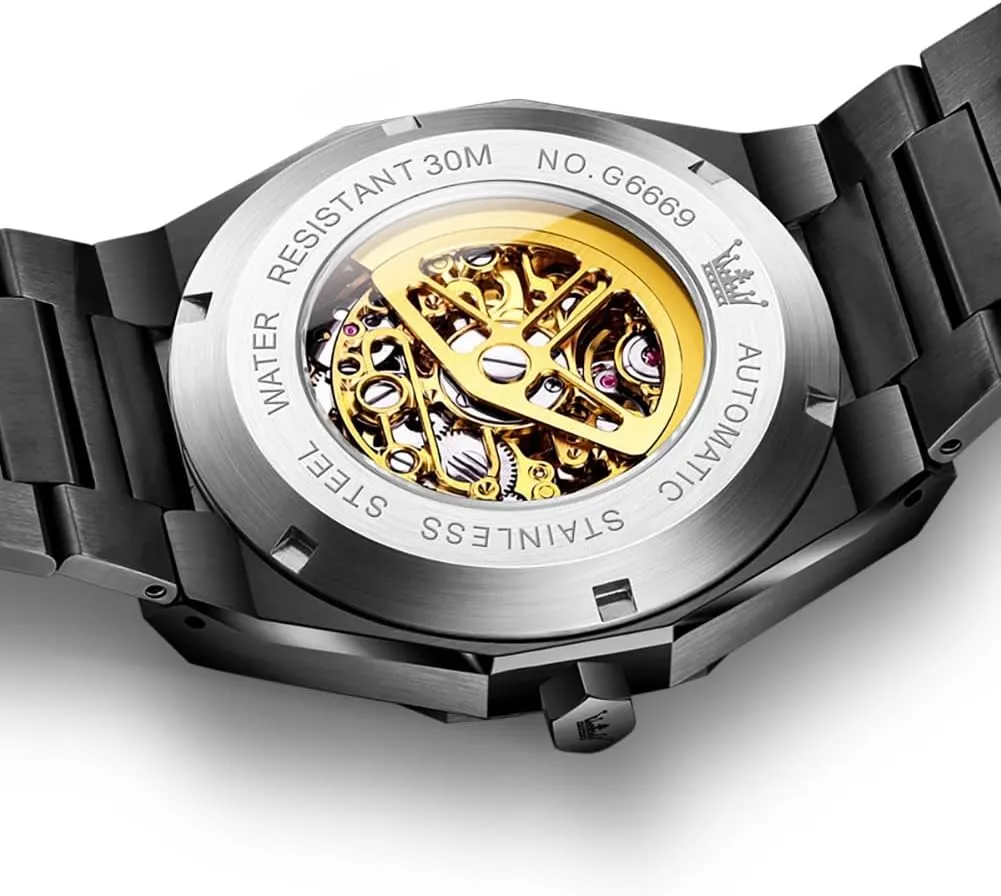tenement bond circular Watch Stainless Steel Luxury Classic Business Waterproof Luminous Wristwatch OLEVS Men Automatic Skeleton Mechanical 