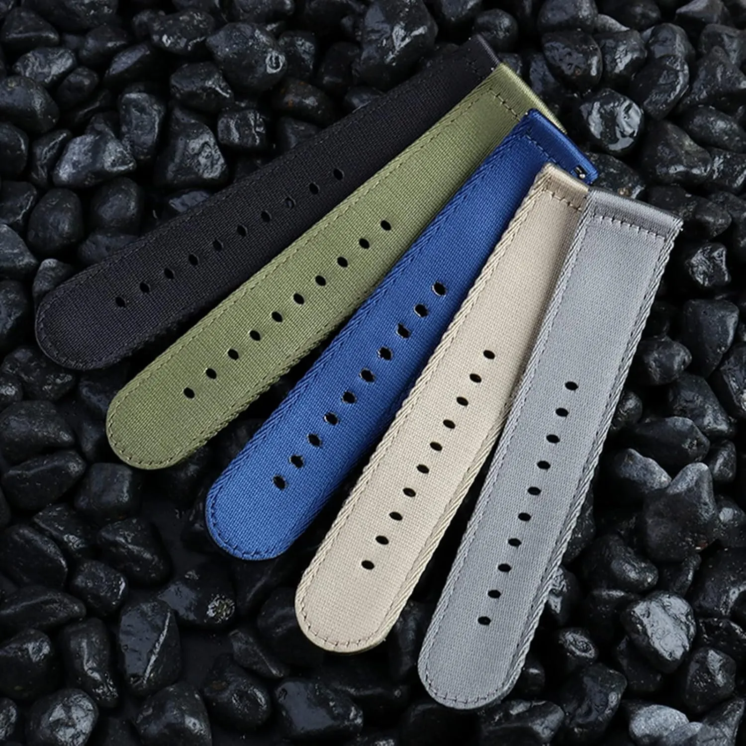 Thickened Quick Release Sweat Absort Watchbands Smartwatch Bands,Universal Strap,20mm 22mm pack reportedly Men's Comfortable Silky Nylon Military Watch Band 