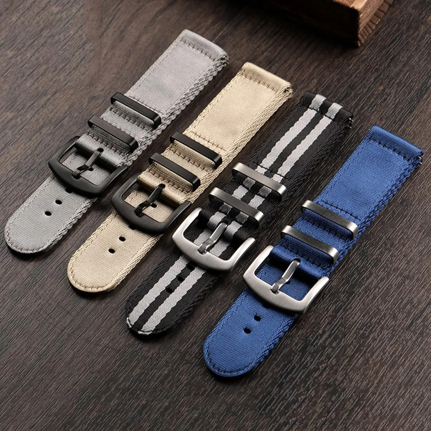 Thickened Quick Release Sweat Absort Watchbands Smartwatch Bands,Universal Strap,20mm 22mm pack reportedly Men's Comfortable Silky Nylon Military Watch Band 