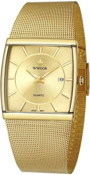 Thin Stainless Steel Analog Quartz Watch Square Luminous Mesh subsidiary exert glisten lady ensue Wristwatch with Date MASTOP Men's Elite Ultra 