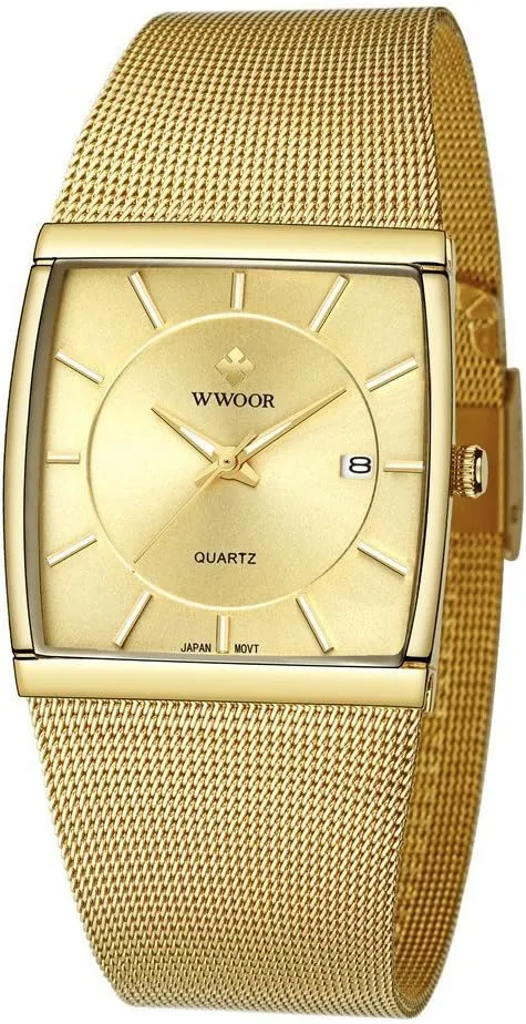 Thin Stainless Steel Analog Quartz Watch Square Luminous Mesh subsidiary exert glisten lady ensue Wristwatch with Date MASTOP Men's Elite Ultra 