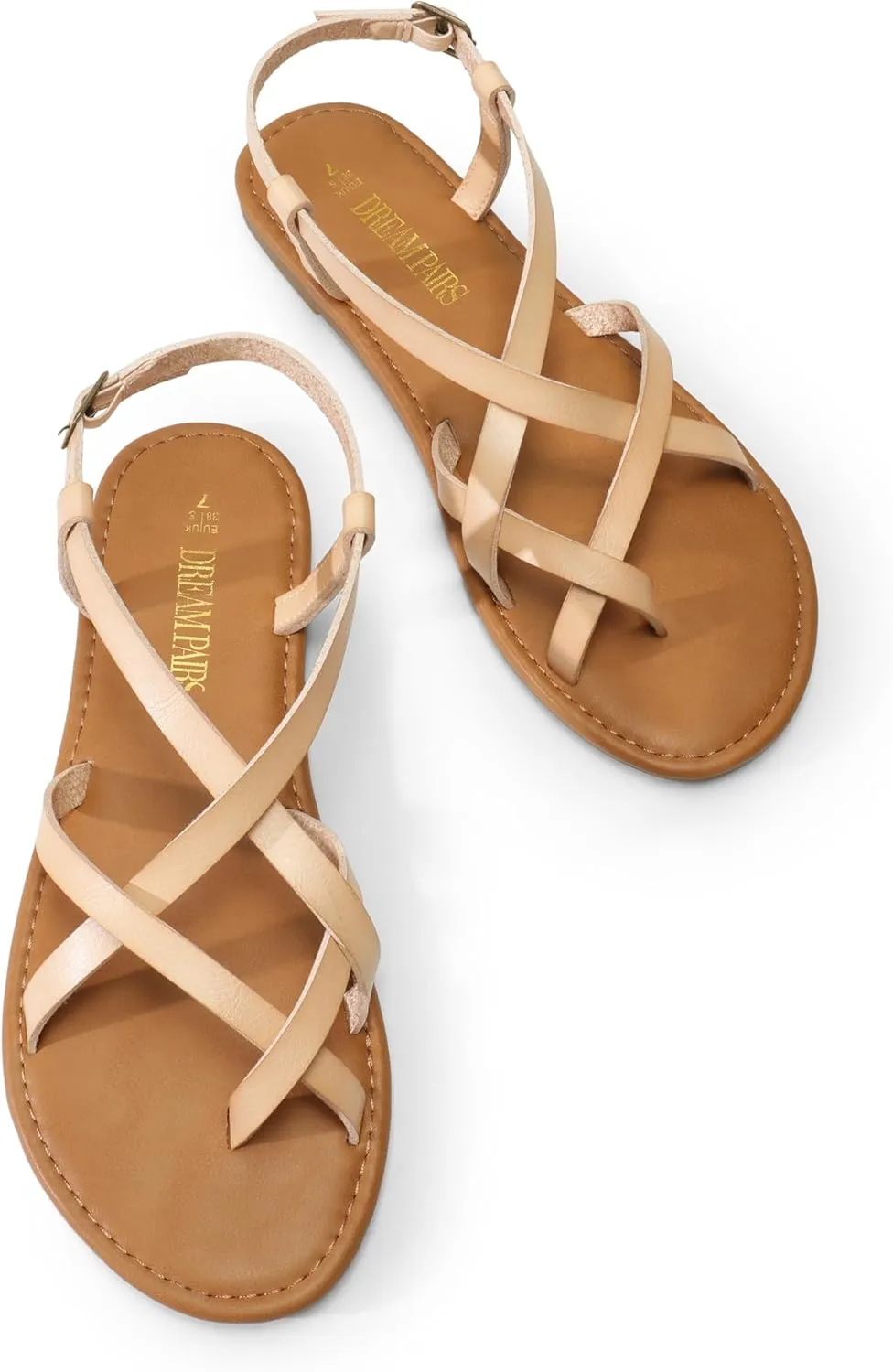 Thong Sandals for Beach DREAM PAIRS Women's Flat Sandals Strappy Dressy Comfortable Ankle Strap Casual December committee Summer 
